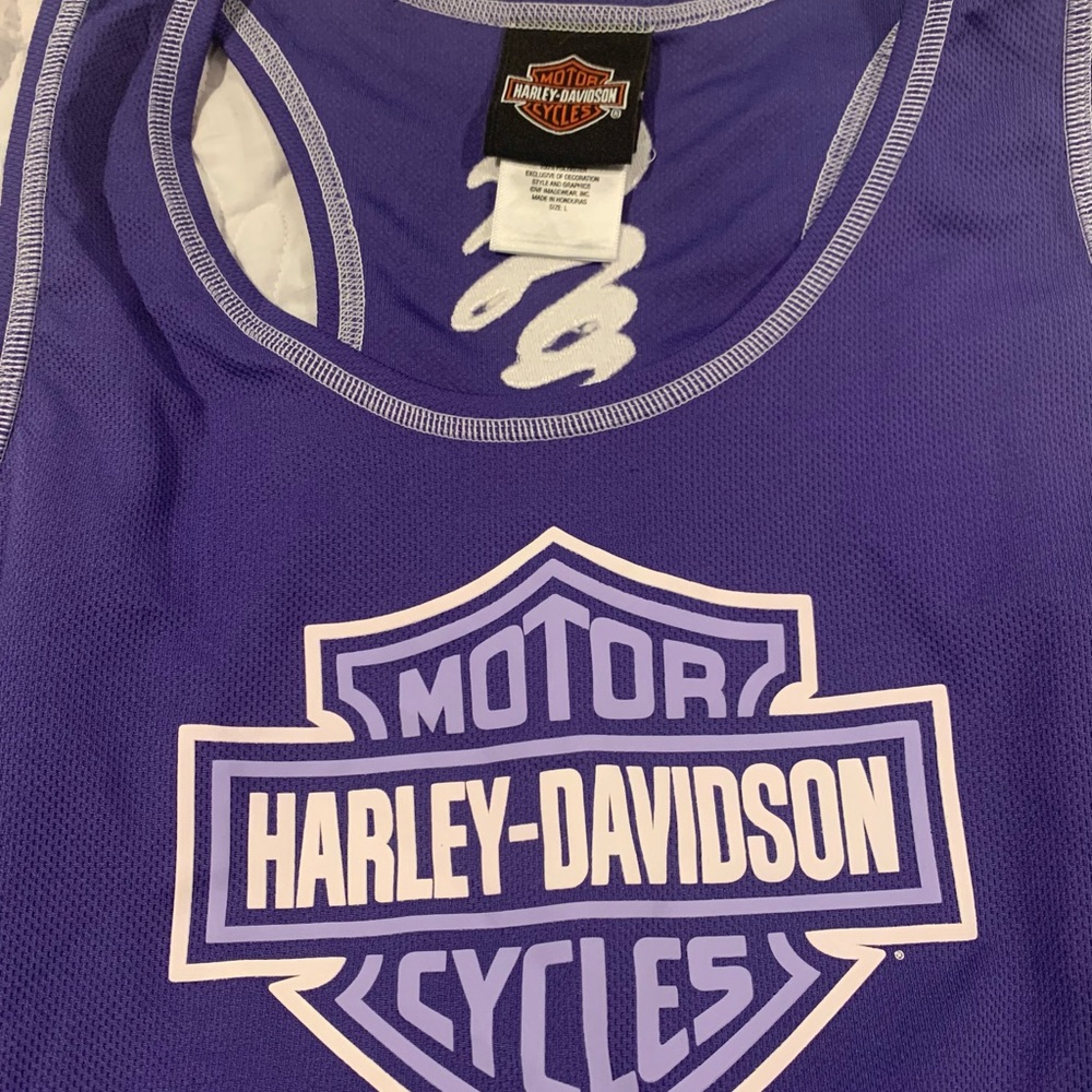 Harley Davidson Woman’s Tank top. Size medium. Purple with white pin stripes.
